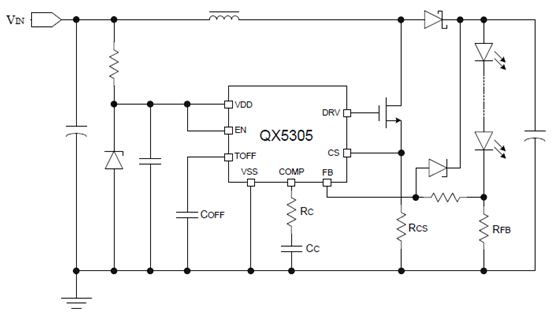 QX5305升壓型大功率_LED恒流驅(qū)動器照明IC