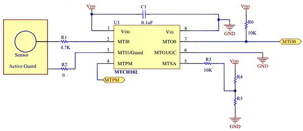 Microchip 的 MTCH102 示意圖